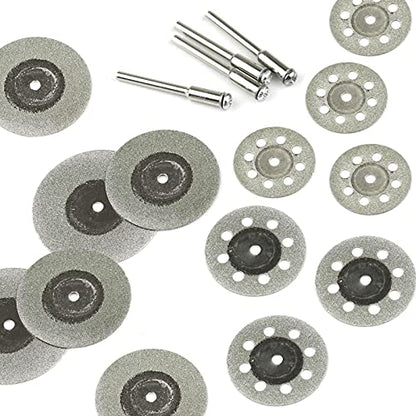 40 Pcs Diamond Cutting Wheel Set, 25mm/30mm/35mm/40mm Diamond Coated Cutting Wheel with 8 Pcs 3mm Mandrel and 2 Pcs Screwdriver