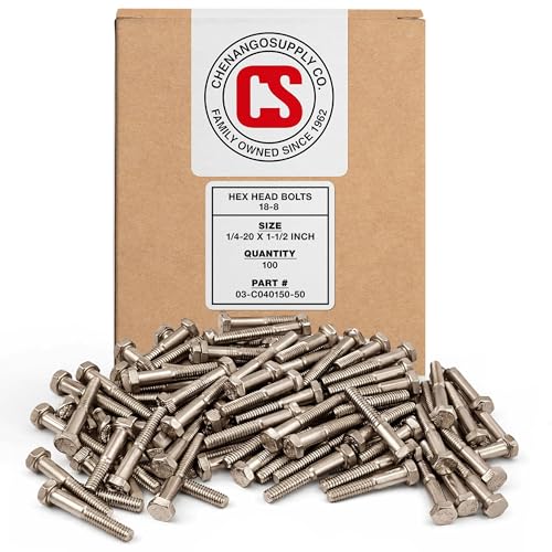 Chenango Supply 1/4-20 x 1-1/2" Stainless Hex Head Bolts - size: 1/4" X 1-1/2"