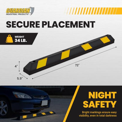 Guardian Rubber Parking Stopper Curb, Mounting Holes, Hi-Vis Yellow, 6 Ft - size: 6 Foot
