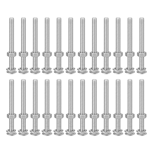uxcell M6x65mm Square Neck Carriage Bolts with Nuts & Washers, 24Set 304 Stainless Steel Round Head Square Neck Coach Bolt Screws, Silver Tone - size: M6x65mm