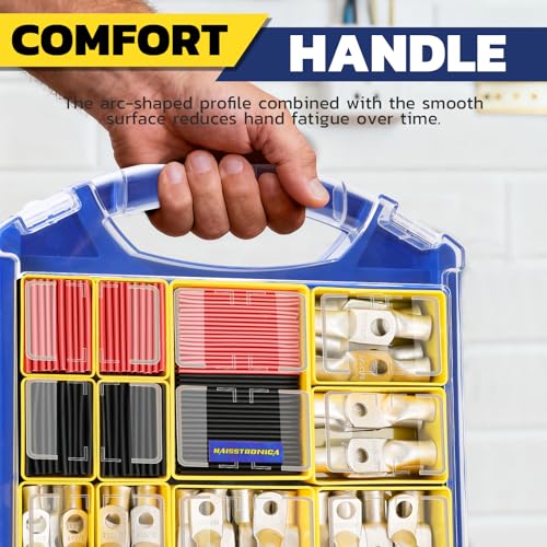 haisstronica 240PCS Tinned Cable Lug & Heat Shrink Kit AWG 8/6/4/2/0/00 - color: Tinned Copper, size: 240 PCS