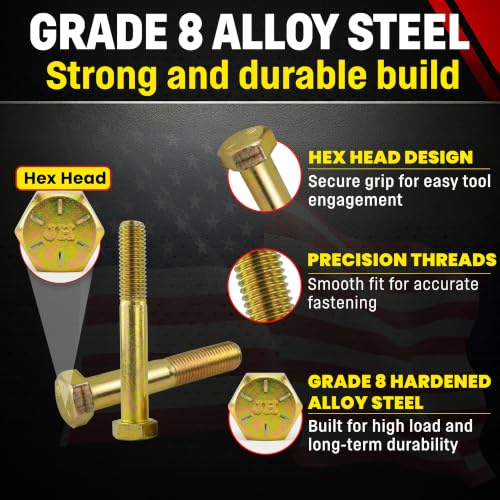Chenango Supply 5/8-11 x 4-1/2" Grade 8 Hex Head Cap Screws - size: 5/8-11 x 4-1/2" Hex Bolt