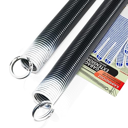 Pair of 110lb. Heavy Duty Garage Door Extension Springs Stretch Springs, 25" Long,Double Loop Ends, High Precision Electrophoresis Black Coated, MIN 16,000 Cycles, for 7ft High Garage Doors - size: 110LB-White