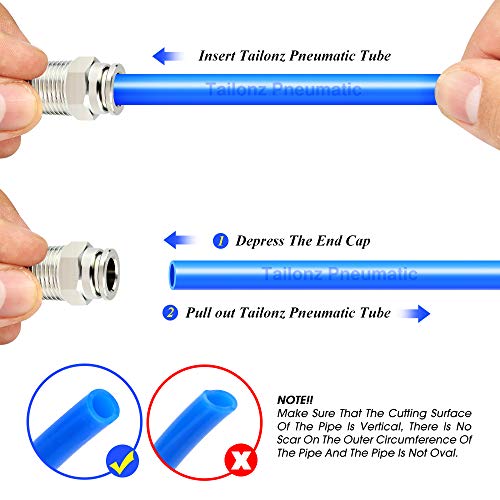 TAILONZ 304 Stainless Steel 5/16" x 3/8" NPT Push to Connect Straight 5Pcs - size: 5/16''OD 3/8''NPT
