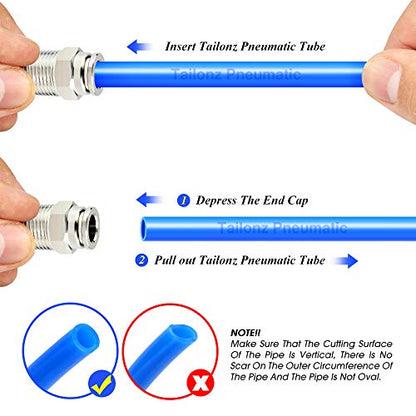 TAILONZ 304 Stainless Steel 5/16" x 3/8" NPT Push to Connect Straight 5Pcs - size: 5/16''OD 3/8''NPT