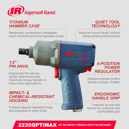 Ingersoll Rand 2235QTIMAX 1/2" Drive Air Impact Wrench - style: 2235 1/2-Inch Quiet - Pin Retainer