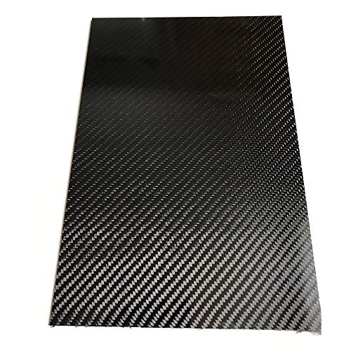 – 300mm x 200mm x 1mm – 100% - Pure Carbon Fiber Laminate Plate Panel – Black - 3K Plain Weave - Glossy Surface – for CNC Machining, Drones, Radio Control Cars, Boats – Nano tech Material - size: 1 - Plate