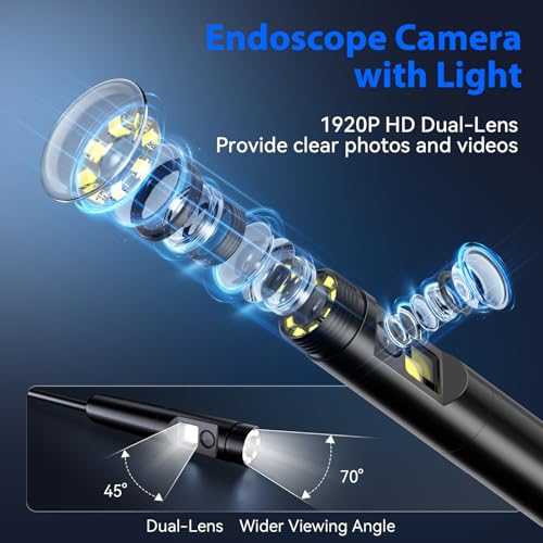 Endoscope Camera with Light, Dual-Lens 1920P HD Phone Camera - size: 9.8FT, style: Dual Lens