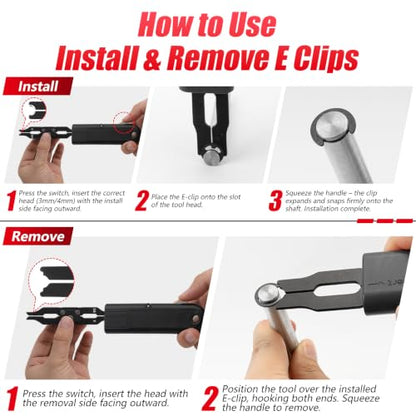 3mm & 4mm E Clips Assortment Kit - E Clip Installation & Removal Tool Kit