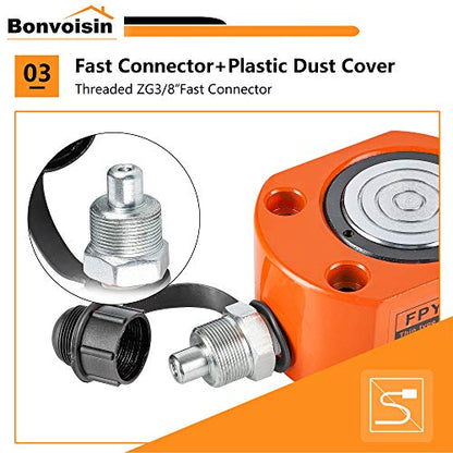 Bonvoisin 20T Hydraulic Ram Cylinder Jack Low Profile Porta Power Ram Single-acting Mini Jack Ram 0.55" Stroke for Machinery Shipbuilding - color: BSY-20
