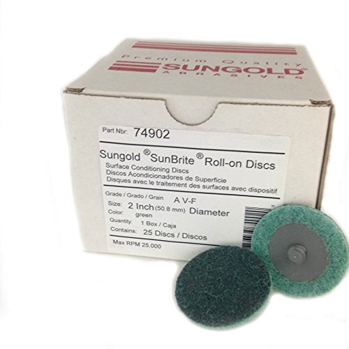 Sungold Abrasives 74902 Non Woven Surface Conditioning R-Type Quick Change Disc, 2-Inch, Green (25/box) - color: Green Fine, size: 2 in.