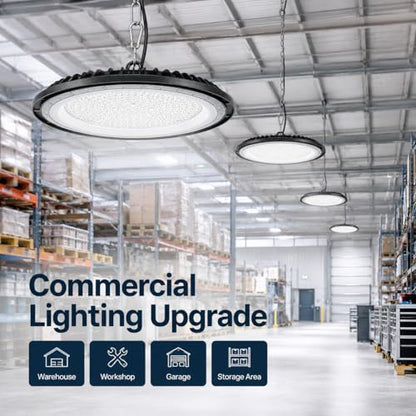 200W UFO LED High Bay Light for Workshop, 2-Pack