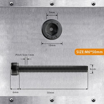 M6-1.0 x 50mm Socket Head Cap Screws, 12.9 Grade Alloy Steel, Black Oxide Finish, Machine Thread, Allen Socket Drive, Quantity 25 - size: M6 x 50mm(25 PCS)