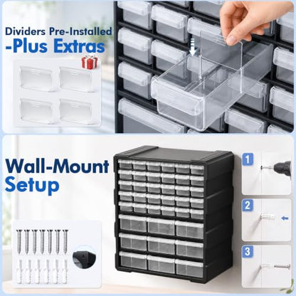 Drawer Organizer Craft Organizers and Storage with Dividers Labels Thicker - size: 39 Drawer