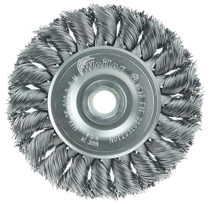 Weiler 08014 3" Standard Twist Knot Wire Wheel .014" Steel Fill 1/2"-3/8" Arbor Hole Made in the USA (Pack of 10) - size: .014 Wire Size, style: Pack of 10