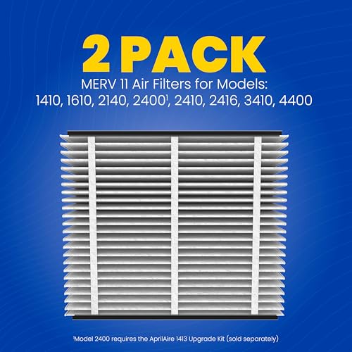 Genuine AprilAire 410 Replacement Filter for AprilAire Whole House Air Purifiers - MERV 11, Clean Air & Dust, 16x25x4 Air Filter (Pack of 2)