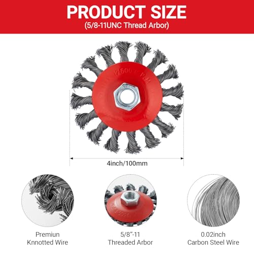 Wire Wheel for Angle Grinder for 4-1/2" Angle Grinder with 5/8"-11 Arbor