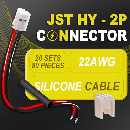 20Sets/80Pcs JST HY SMD 2.0mm 2Pin 22AWG Silicone Connector Kit - size: 2-Pin, style: JST-HY-SMT