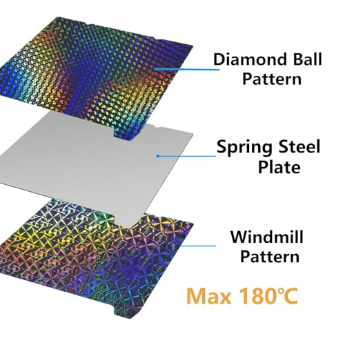 Diamond Ball+Windmill Smooth K1 K1C Build Plate,3D Printer Platform for Creality K1/ K1C/Ender-3 S1/Ender 5 S1/Ender 3 S1 Pro/Ender V3 KE/Ender3 V3 SE(Without Magnetic Base) - color: Diamond Ball+Windmill