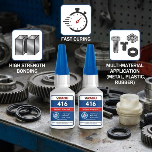 416 Super Bonder Instant Adhesive Clear for High Temp & Vibration 20g Suitable for Metal Plastic and Rubber 4 Pack - size: 416, style: 4 Pack