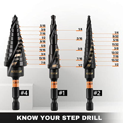 KSEIBI 598240 Industrial Grade Unibit 3-Pieces Step Drill Bits Set - style: 3-Pcs Set