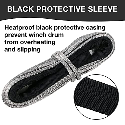 1/4" Synthetic Winch Rope 50 ft 10,000 lb UHMWPE Winch Cable Replacement Kit with Protective Sleeve, Thimble, Compatible with ATV UTV Truck Winches, Gray - color: Gray, size: 1/4 In x 50 Ft Standard