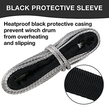 1/4" Synthetic Winch Rope 50 ft 10,000 lb UHMWPE Winch Cable Replacement Kit with Protective Sleeve, Thimble, Compatible with ATV UTV Truck Winches, Gray - color: Gray, size: 1/4 In x 50 Ft Standard