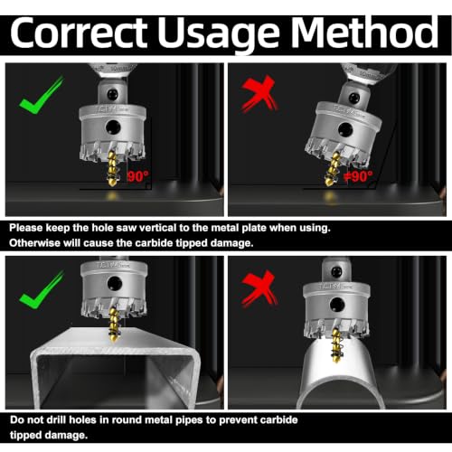 SALI 3-9/16"(90mm) TCT Hole Saw Kit Tungsten Carbide Tipped Hole Saw Drill Bit with Titanium-Plated Pilot Drill bit for Metal, Stainless Steel, Iron, Wood, Plastic - size: 3-9/16"