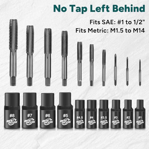 12pcs Magnetic Tap Socket Set, 1/4", 3/8" Square Drive Tap Handle