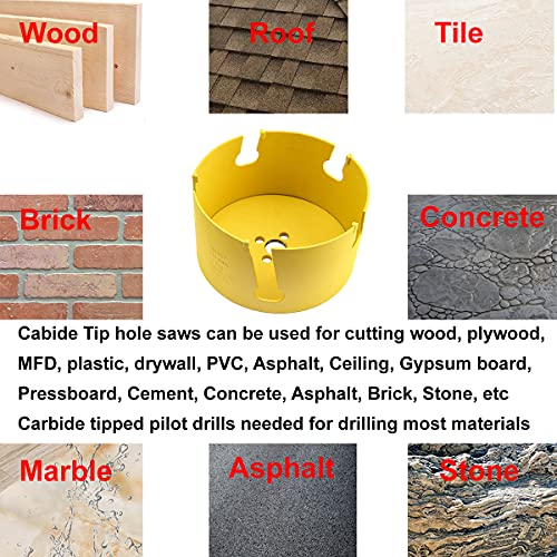 MaxTool 6" TCT Hole Saw 152mm Carbide Tip Holesaw 2.25" Deep with 5/8-18 Thread for Cutting Asphalt Brick Concrete MDF Tough Material; CT00Y57R600 - size: 6"
