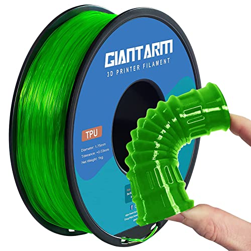 GIANTARM TPU Filament 1.75mm Flexible Soft 3D Printer Consumables Green,95A 1kg Spool (2.2 lbs.), Dimensional Accuracy +/- 0.05 mm - color: Tpu-green-1