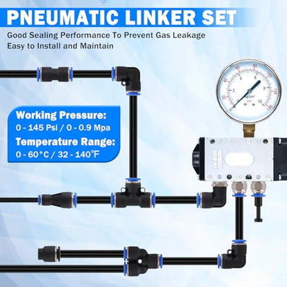 94 Pcs Quick Connect Air Line Fittings Kit Pneumatic Air Fittings - color: Black-94PCS