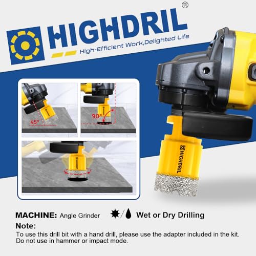 HIGHDRIL 5/8-11 Diamond Hole Saw Kit for Tile Marble Brick,1/4"-4"(6-100mm) - size: Thread Set 10