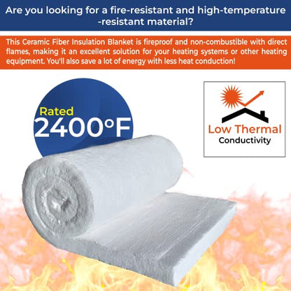 SIMOND STORE Ceramic Fiber Blanket, 2" Thick x 24" x 75", 2400F 8# Density - size: 2" x 24" x 75"