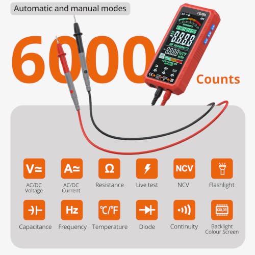 Proster Smart Multimeter 6000counts 5" Color Screen USB-C Rechargeable TRMS
