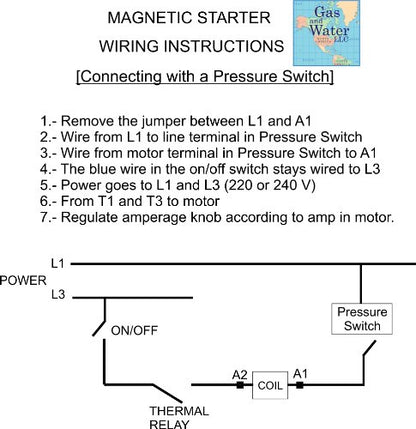 Magnetic Electric Motor Starter 7.5 HP Single Phase Control 220/240V 30-40A