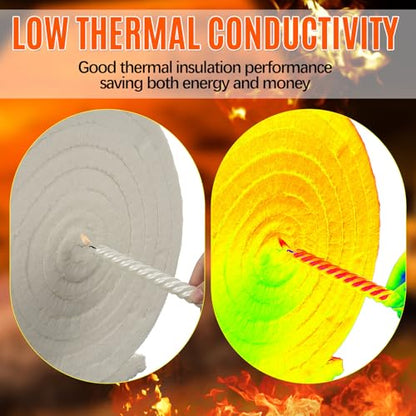 Qilery 1" x 1/2" x 200" Fireproof Insert Insulation for Fireplace, Strip Fiber Blanket Rated to 2200f High Temperature Resistance Gasket for Wood Stove Pellet Stove Boiler Kiln Forge Fireplace, DIY - size: 1'' X 1/2'' X 200''