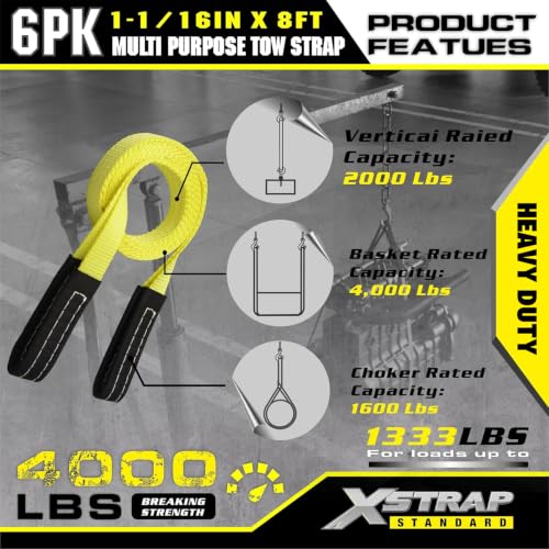 XSTRAP STANDARD 6PK 1"x8' Lift Sling Straps Wear Guard End Heavy Duty Strap - style: 6pk 1''x8ft