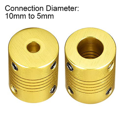 uxcell 5 Pcs 10mm to 5mm Aluminum Alloy Shaft Coupling Flexible Coupler L25xD20 Golden Tone - color: Golden Tone, size: 10mm to 5mm