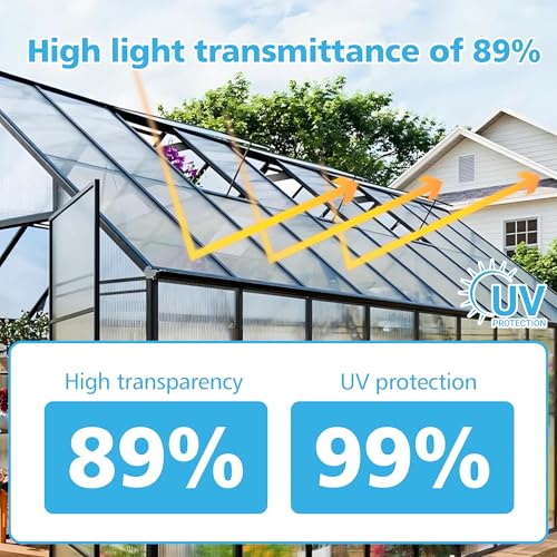 14 Pcs Polycarbonate Greenhouse Panels,4' x 2' x 0.16'' Twin-Wall Plastic roof Panels,Waterproof UV Protected Clear Corrugated Polycarbonate Sheet for All Weather Outdoor Garden Greenhouse Replacement