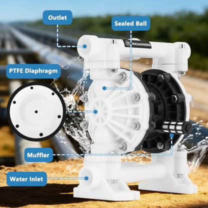 MXBAOHENG 15 GPM Air Operated Double Diaphragm Pump, 1 Inch - size: 15GPM, 1"Inlet & Outlet