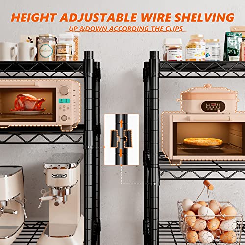 REIBII 5-Tier Storage Shelves 1660LBS Wire Shelving Unit with Wheels - color: Black, size: 73"H x 35"W x 15"D 5 Tier