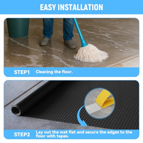 5x15 FT Garage Floor Mat, 2.8mm Thickened Diamond Plate - color: Black, size: 5x15 FT