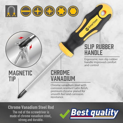 Magnetic Screwdrivers Set with Case, Amartisan 43-piece Includs Slotted, Phillips, Hex, Pozidriv,Torx and Precision Screwdriver Set, Magnetizer Demagnetizer Tools, Tools for Men - style: 43-piece Screwdrivers Set