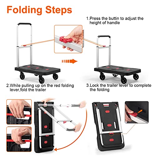Folding Hand Truck Platform Truck 330 Lb Heavy Duty Dolly Cart