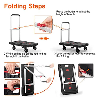 Folding Hand Truck Platform Truck 330 Lb Heavy Duty Dolly Cart