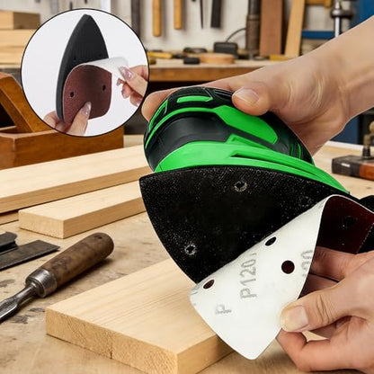 Mouse Sander Sandpaper 45 PCS & 2 Interface Pad, Assorted Sanding Pads 40/80/120/180/240 Grits Detail Sand Paper (5 Hole)