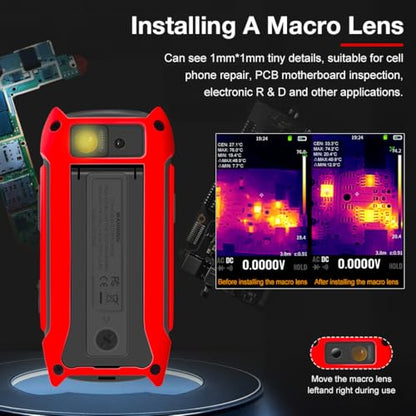 2 in 1 Thermal Imaging with 20000 Counts Multimeter Function Infrared Camera Pixels ISR256x192 Image Resolution 427x320 3.5 inch LCD -20℃ to 550℃ Temperature Range 15 Color Modes - size: TI-02 wih Macro Lens Function