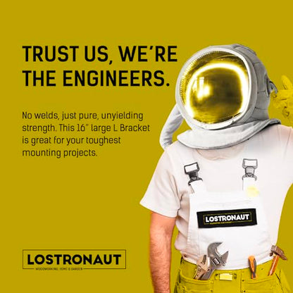 LOSTRONAUT 16" Heavy Duty L Bracket Metal Shelf Support Wall Bracket