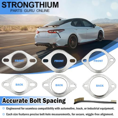 Strongthium 6 Pcs 2.25" 2.5" 3" Exhaust Gasket 2-Bolt